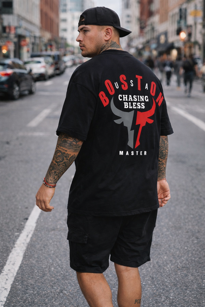 Men’s Boston Printed Oversized T-Shirt | Premium 100% Cotton Casual Wear