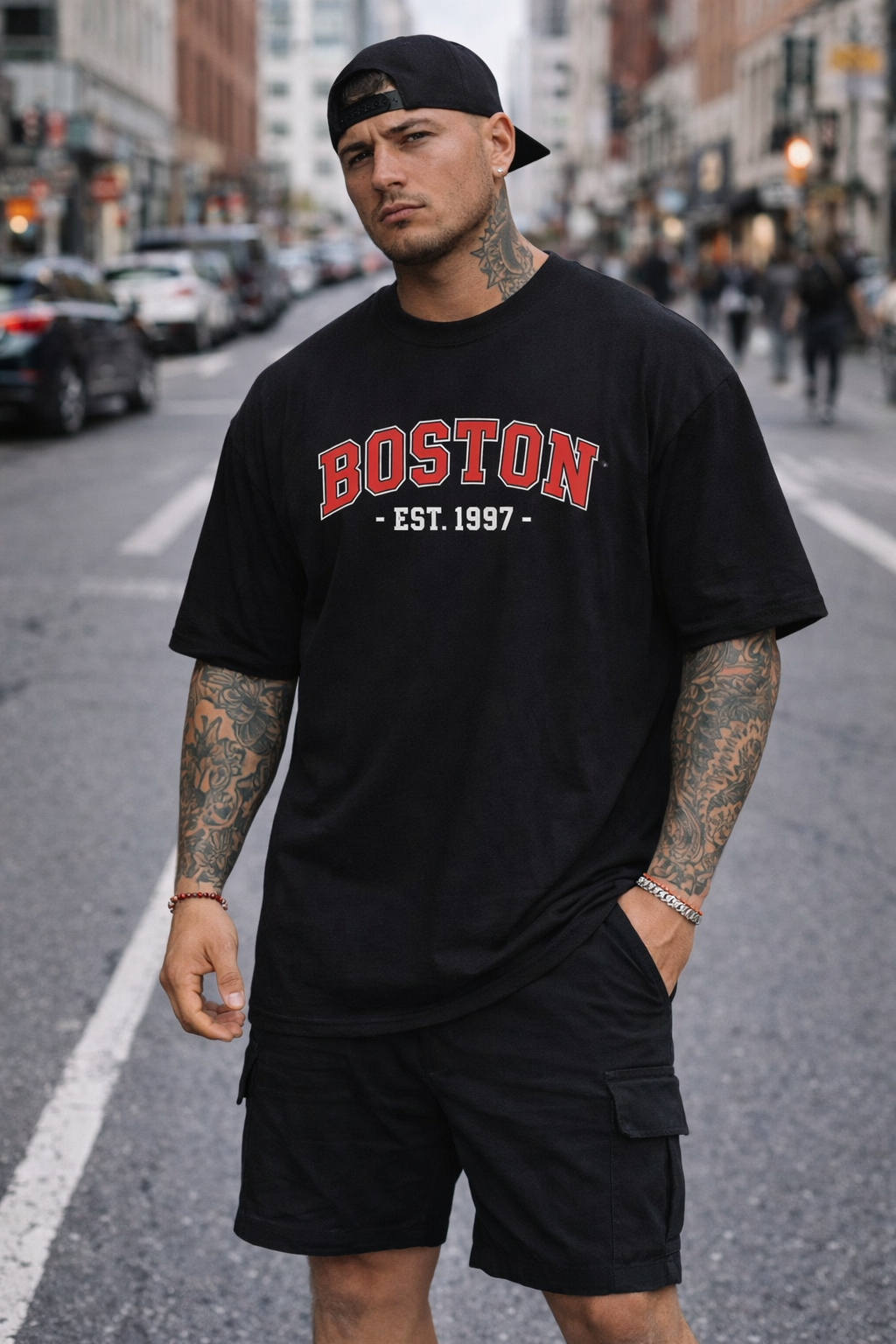Men’s Boston Printed Oversized T-Shirt | Premium 100% Cotton Casual Wear