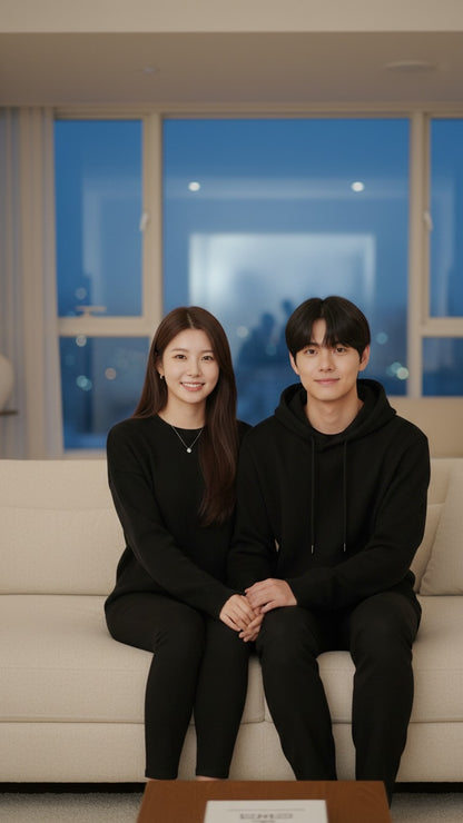 Plain Black Matching Couple Hoodies – Minimalist matching black hoodies ideal for everyday wear or couple photos.