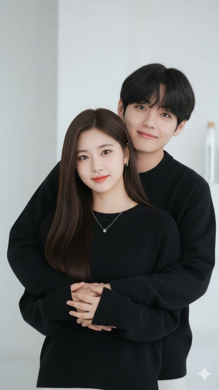 Plain Black Matching Couple Hoodies – Minimalist matching black hoodies ideal for everyday wear or couple photos.