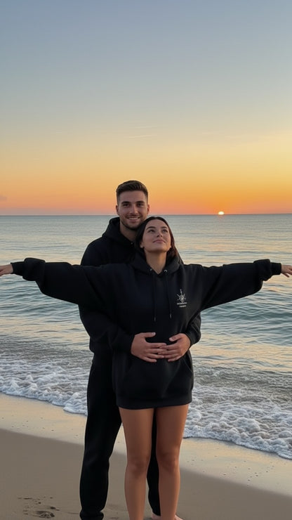 Heart Roman Date Matching Hoodies – Matching printed hoodies with a romantic touch.