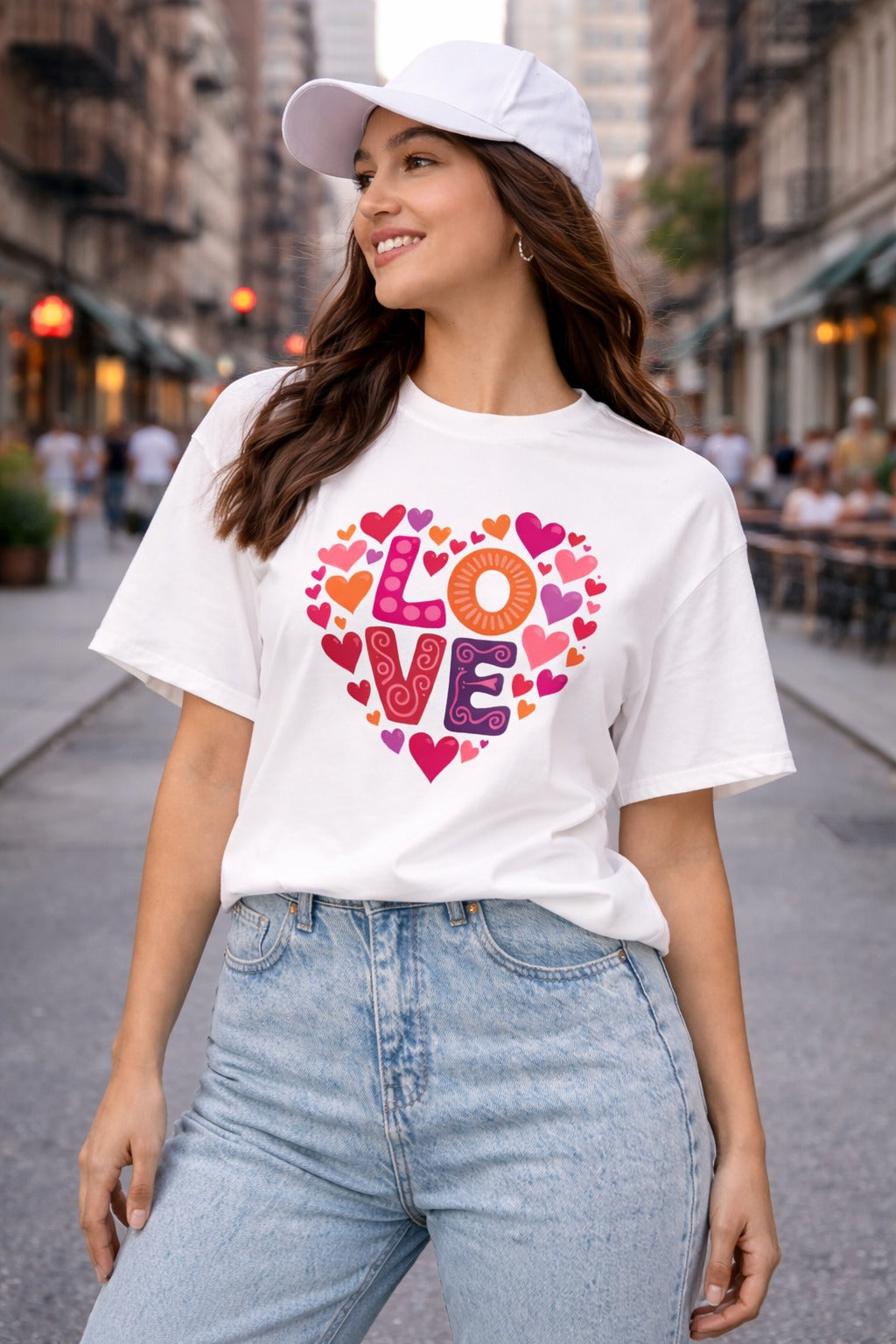 this white love-print T-shirt is a must-have wardrobe essential for women who love comfort with a touch of emotion and timeless style. 🤍❤️