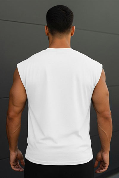 White Gym T-shirts Mode On Sleeveless Tee